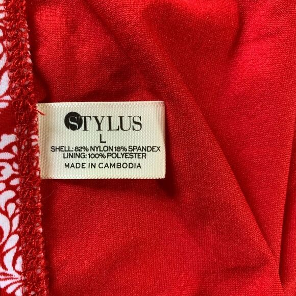 STYLUS Red and White Bikini Bottom Size Large - Picture 3 of 4